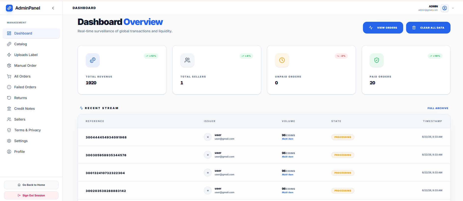 SaaS Plan Management & Billing Invoices Panel